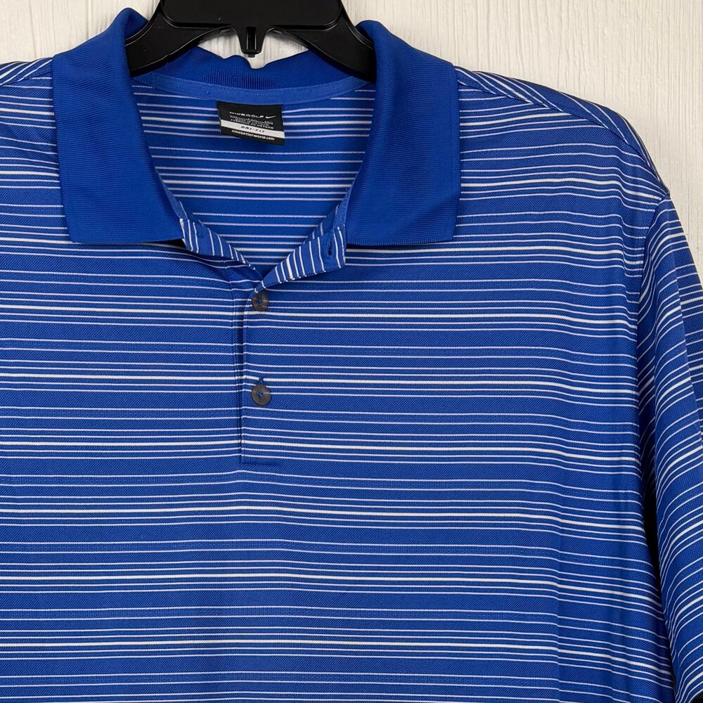NikeGolf Dri-Fit Polo shirt men’s 2XL blue/ white stripe Really nice Shirt. - Picture 2 of 6